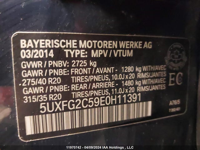 5UXFG2C59E0H11391 BMW X6 Xdrive35i