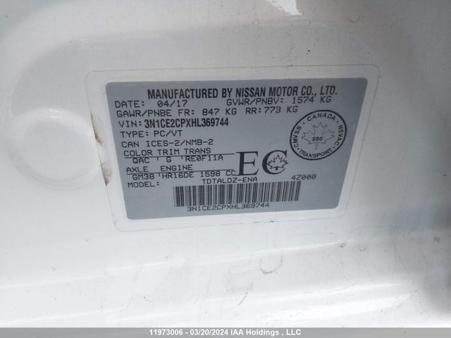 Nissan VERSA NOTE 2017 3N1CE2CPXHL369744 Image 9