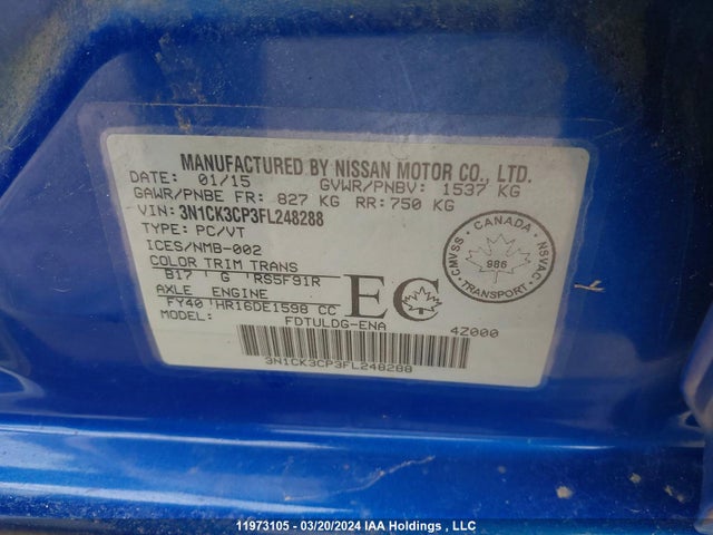 Nissan Micra 2015 3N1CK3CP3FL248288 Image 9