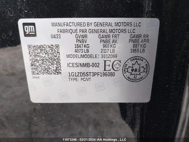 1G1ZD5ST3PF196080 Chevrolet Malibu