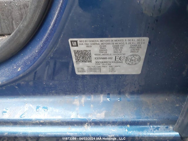 Chevrolet Silverado 1500 2018 3GCUKRECXJG518441 Image 9