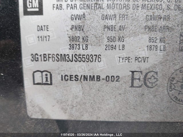 Chevrolet Cruze 2018 3G1BF6SM3JS559376 Image 9