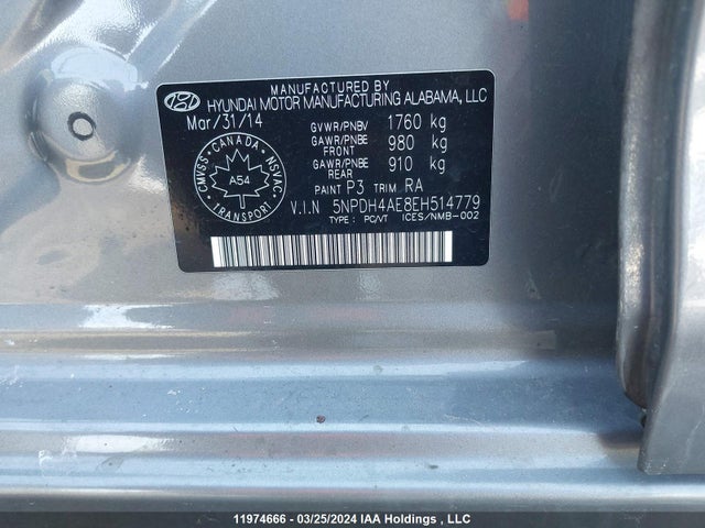Hyundai ELANTRA GL 2014 5NPDH4AE8EH514779 Image 9