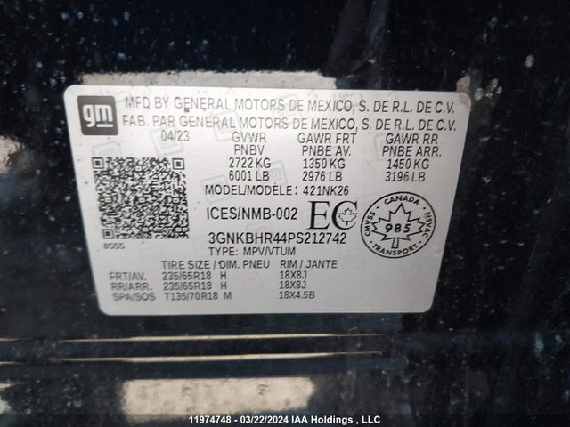 Chevrolet Blazer 2023 3GNKBHR44PS212742 Image 9
