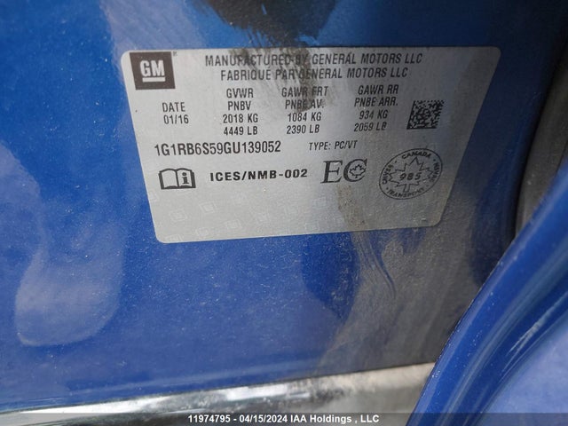 Chevrolet Volt 2016 1G1RB6S59GU139052 Image 9