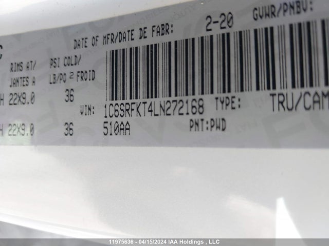 1C6SRFKT4LN272168 RAM 1500 Longhorn