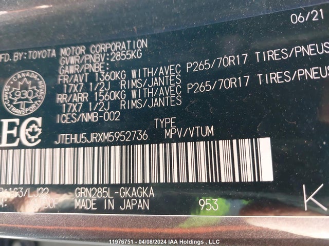 Toyota 4runner 2021 JTEHU5JRXM5952736 Image 9