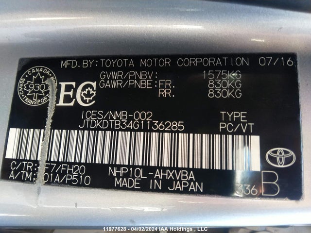 Toyota Prius C Technology 2016 JTDKDTB34G1136285 Image 9