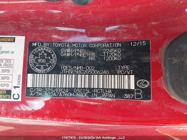 JTHSE5BC2G5006246 Lexus 2gr-fse