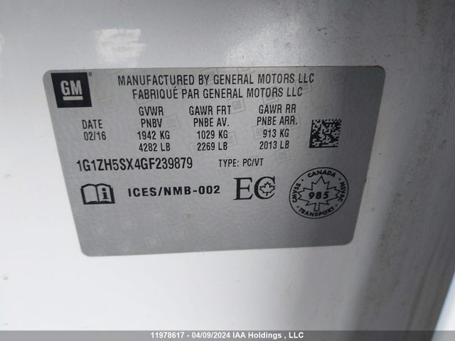 1G1ZH5SX4GF239879 Chevrolet Malibu