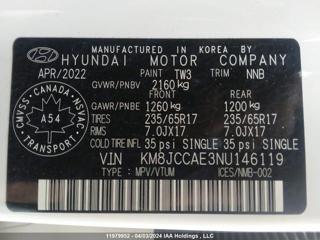 Hyundai Tucson Preferred Awd 2022 KM8JCCAE3NU146119 Image 9