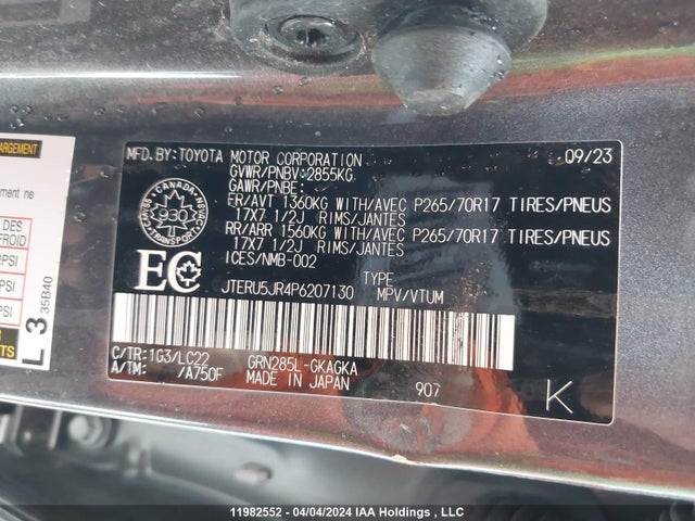 Toyota 4runner 2023 JTERU5JR4P6207130 Image 9