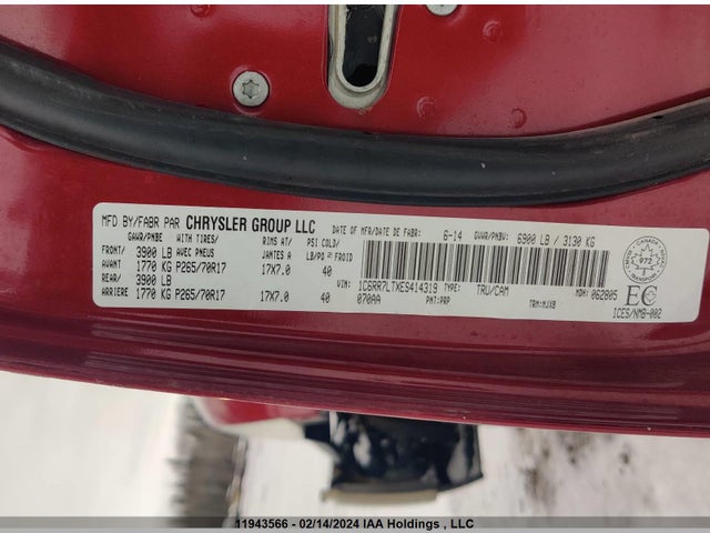 1C6RR7LTXES414319 RAM 1500 Slt