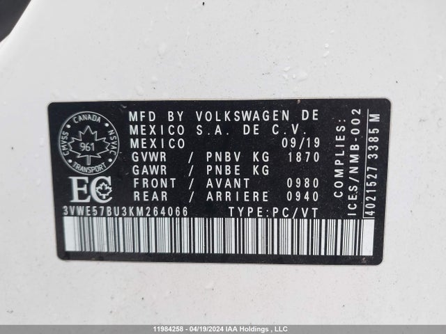 3VWE57BU3KM264066 Volkswagen Jetta