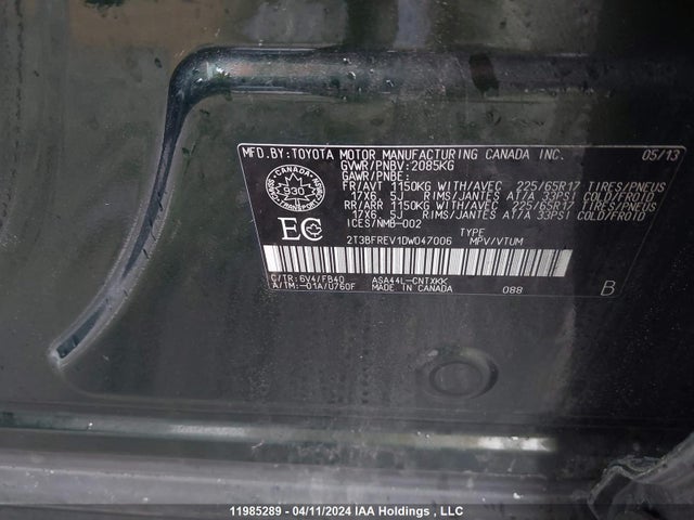 Aukcja sprzedaży 2013 Toyota Rav4 Le, vin: 2T3BFREV1DW047006, numer aukcji: 11985289