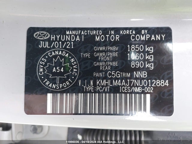 Hyundai Elantra Blue 2022 KMHLM4AJ7NU012884 Image 9