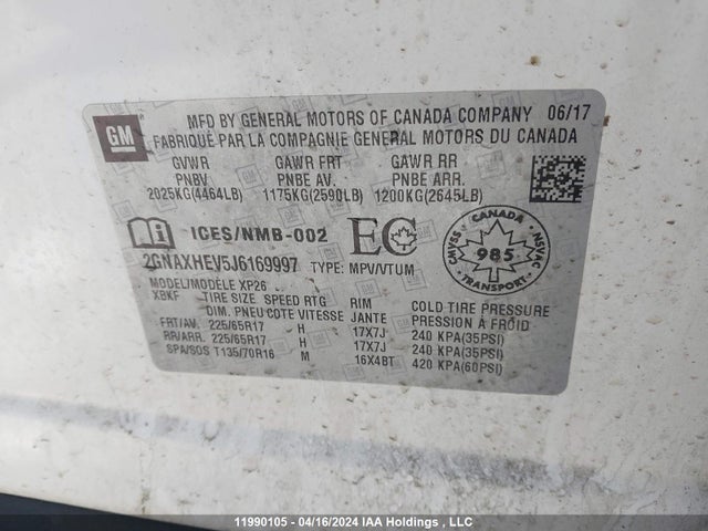 Chevrolet Equinox 2018 2GNAXHEV5J6169997 Image 9