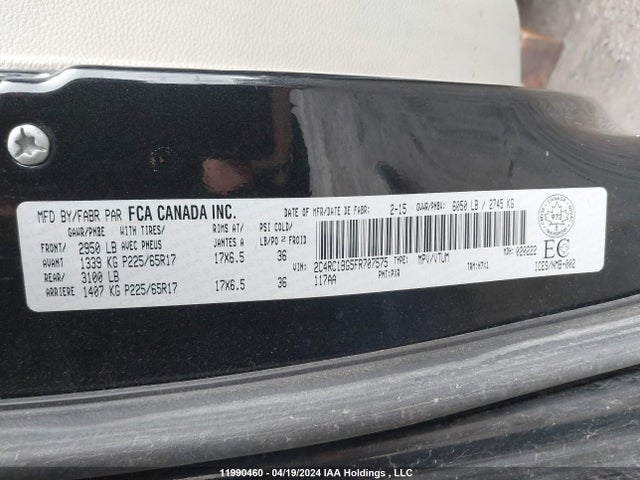2C4RC1BG5FR707575 Chrysler Town & Country Touring