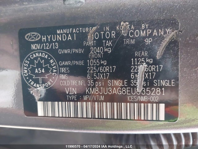 Hyundai TUCSON GLS 2014 KM8JU3AG8EU835281 Image 9