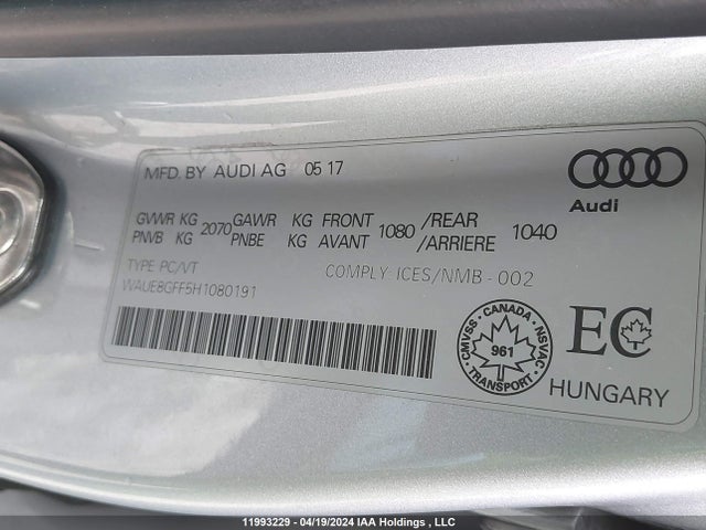Audi A3 2017 WAUE8GFF5H1080191 Image 9
