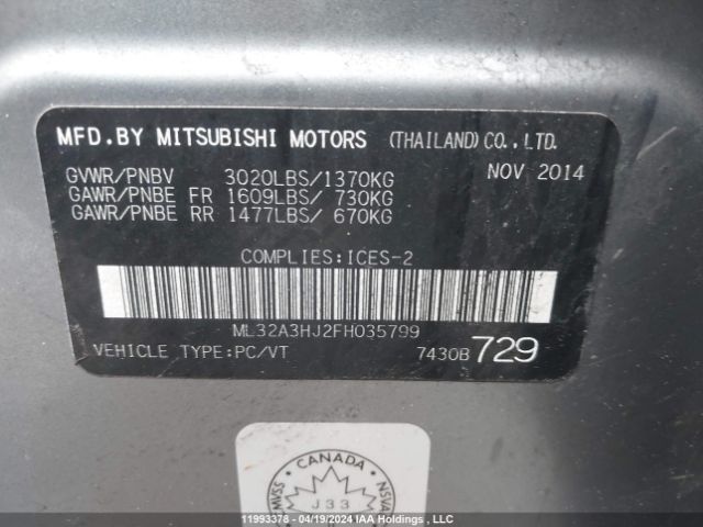 ML32A3HJ2FH035799 Mitsubishi Mirage