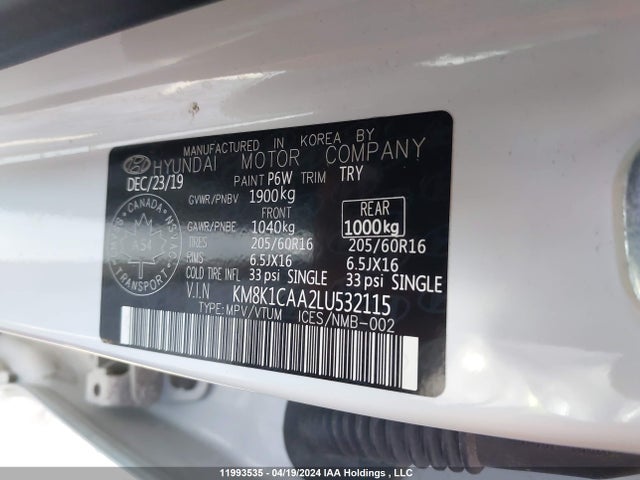 Hyundai Kona Se 2020 KM8K1CAA2LU532115 Image 9