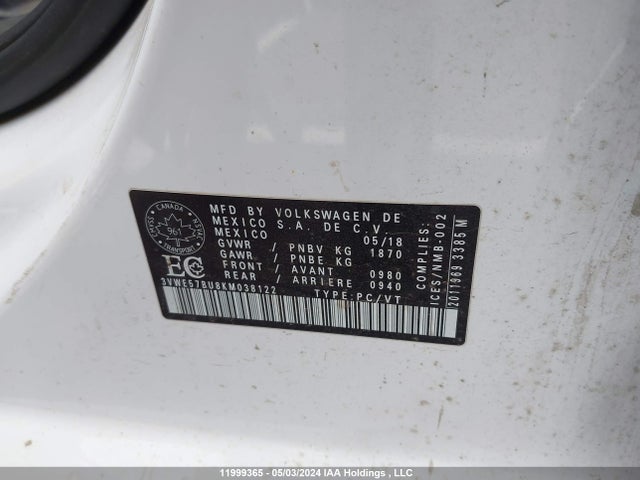 3VWE57BU8KM038122 Volkswagen Jetta