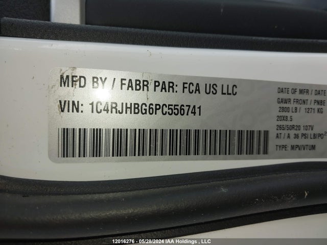 1C4RJHBG6PC556741 Jeep Grand Cherokee Limited