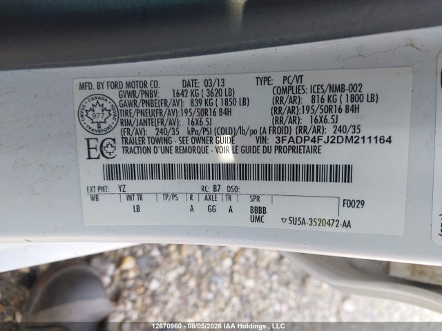 2013 FORD FIESTA TITANIUM — фото 9