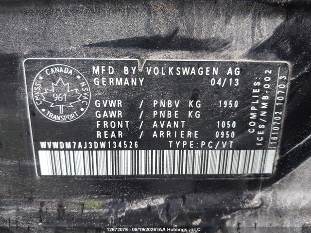2013 Volkswagen GOLF — миниатюра 9