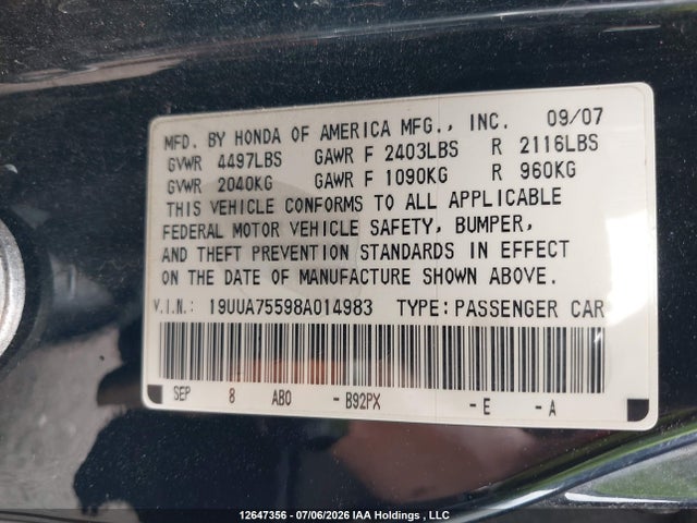 صورة 9 لـ 2008 Acura TL TYPE S