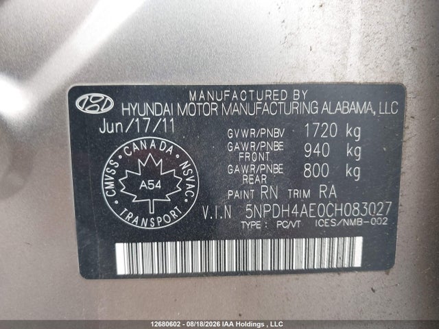 2012 Hyundai ELANTRA GLS/LIMITED 照片 9