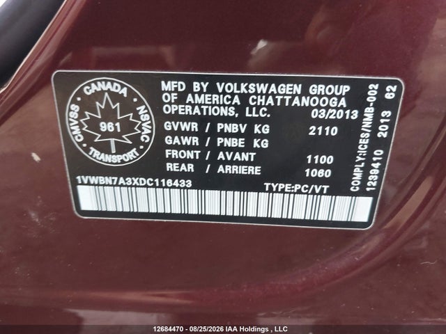 صورة 9 لـ 2013 Volkswagen PASSAT SE