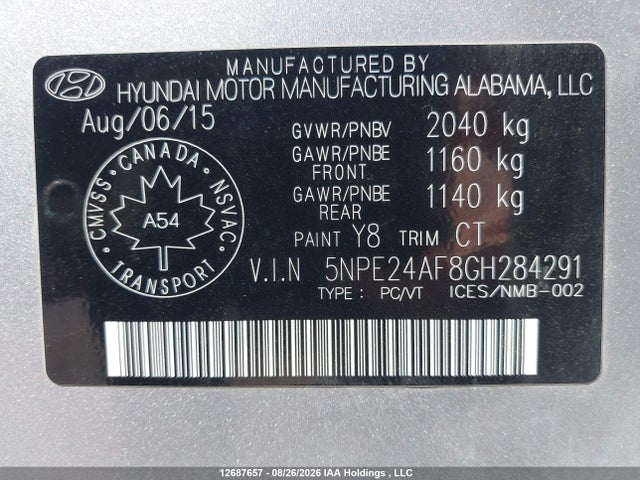 2016 Hyundai SONATA SE 照片 9