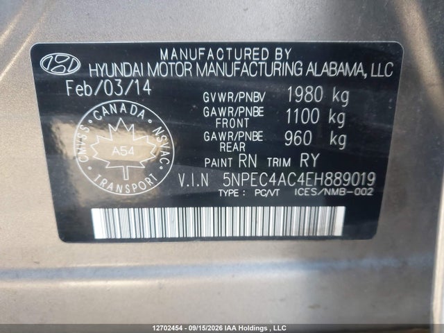 2014 Hyundai SONATA SE 照片 9