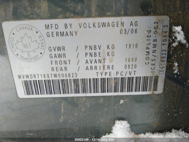 Volkswagen Rabbit 2007 WVWDR71KX7W000823 Image 10