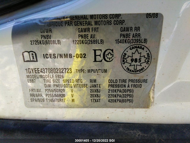 1GYEE437080202723 Cadillac SRX