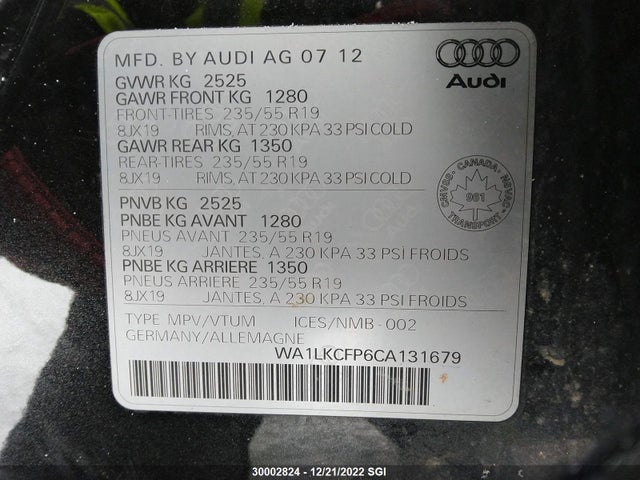 WA1LKCFP6CA131679 Audi Q5 Premium Plus