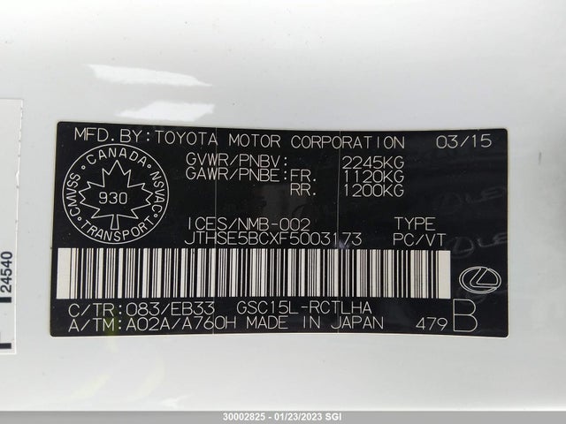 JTHSE5BCXF5003173 Lexus RC 350