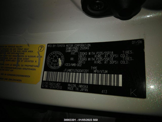JTJHW31U760041221 Lexus RX 400