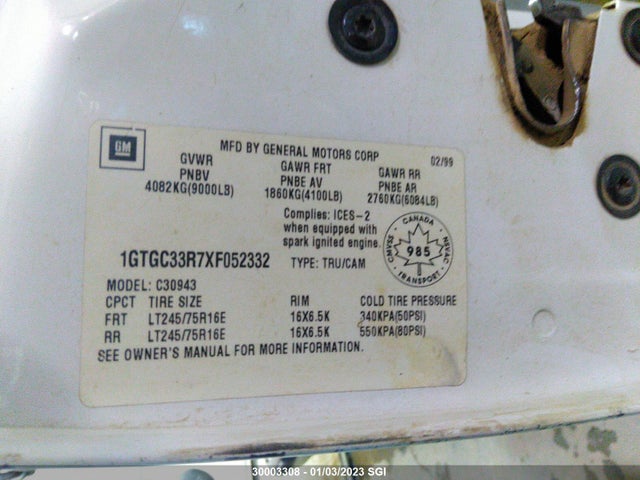 GMC Sierra C3500 1999 1GTGC33R7XF052332 Image 10