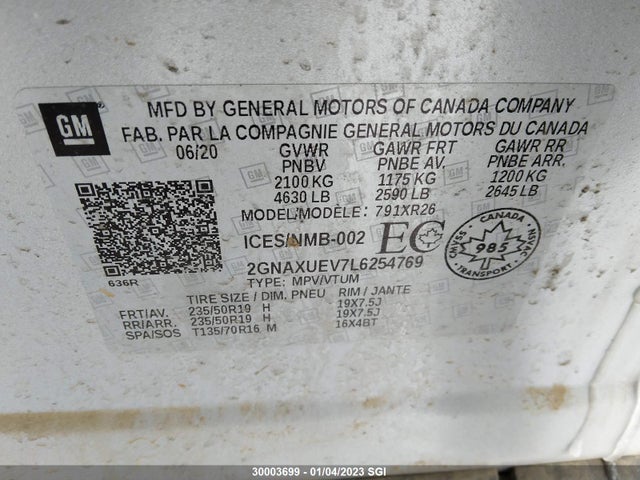 Chevrolet EQUINOX LT 2020 2GNAXUEV7L6254769 Image 9