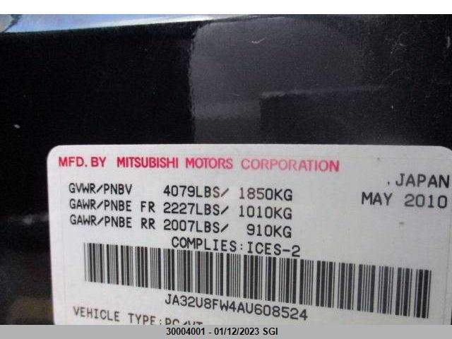 JA32U8FW4AU608524 Mitsubishi LANCER GTS