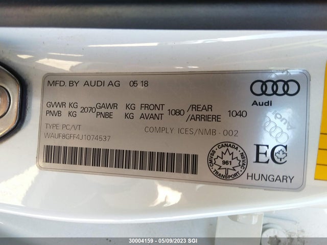 WAUF8GFF4J1074537 Audi S3 Prestige