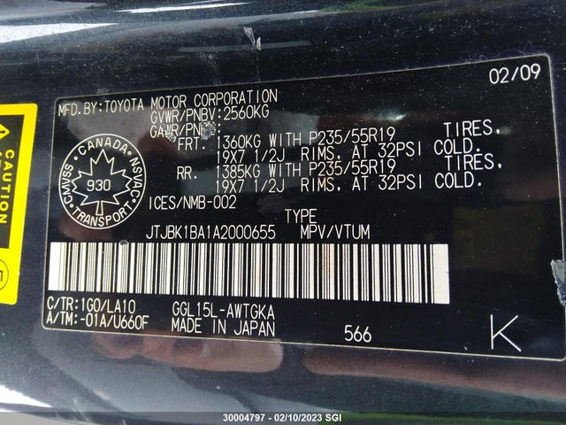 JTJBK1BA1A2000655 Lexus RX 350