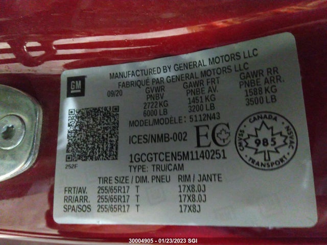 Chevrolet Colorado Lt 2021 1GCGTCEN5M1140251 Image 9