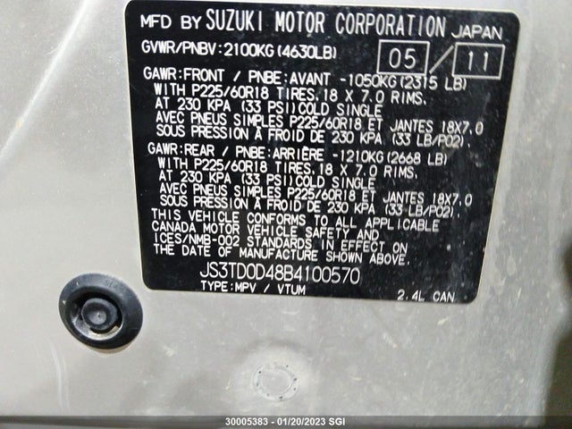 JS3TD0D48B4100570 Suzuki Grand Vitara Xsport
