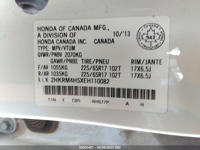 Honda CR-V EX 2014 2HKRM4H5XEH110082 Image 9