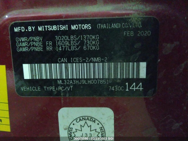 ML32A3HJ9LH007851 Mitsubishi MIRAGE ES