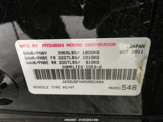 JA32U2FU4CU601684 Mitsubishi Lancer Es/es Sport
